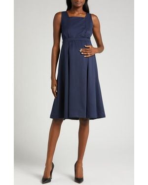 Marion Into The Sleeveless Maternity/Nursing Dress - Blue