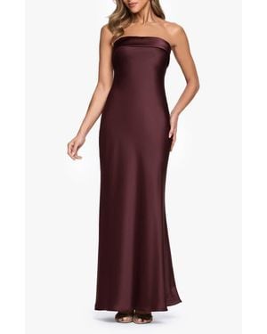 Xscape Evenings Strapless Satin Gown - Red