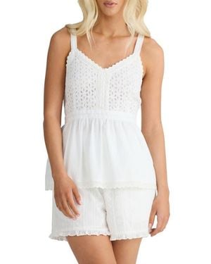 Talisman the Label Tallulah Eyelet Peplum Cotton Tank - White