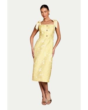 Coast Button Detail Pencil Dress - Yellow