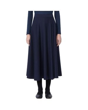 MM by Max Mara Pelota Stripe Jersey Midi Skirt - Blue