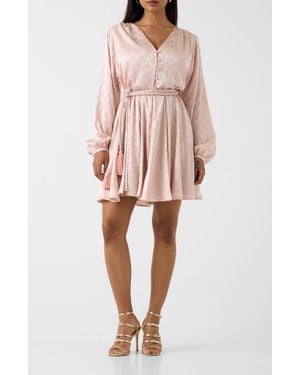 Marciano Hadil Logo Monogram V-Neck Minidress - Pink