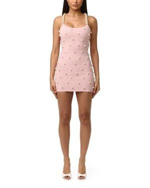 Naked Wardrobe Faux Pearl Body-Con Minidress - Pink