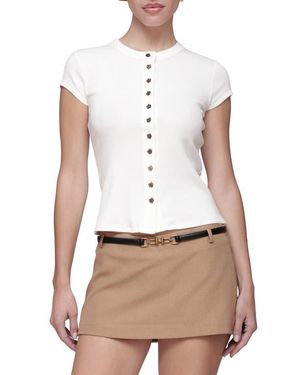 Avec Les Filles Crewneck Rib Top - White