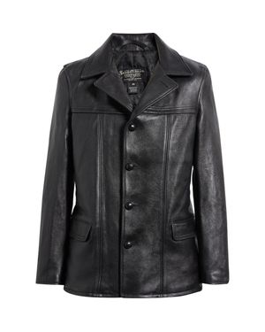 Schott Nyc Backstage Leather Car Coat - Black