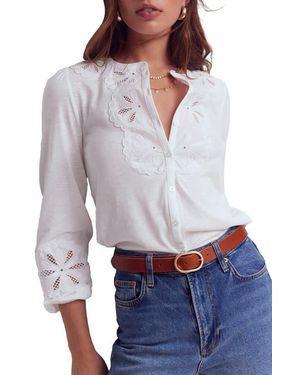 Boden Annabelle Scallop Cutwork Lace Top - White