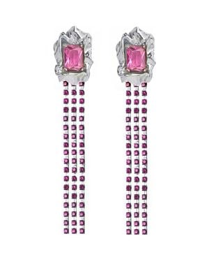 Sterling King Maude Crystal Drop Earrings - White