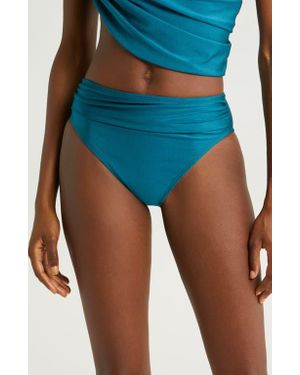 villa fresca Draped High Waist Bikini Bottoms - Blue