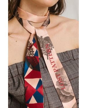 Lost Pattern Prism Skinny Silk Scarf - Red