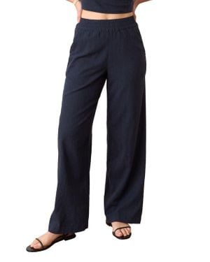 Marine Layer Allison Pull-On Wide Leg Hemp Blend Pants - Blue