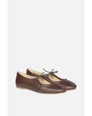 Jelavu Ellie Tied Bow Ruched Ballerina - Brown