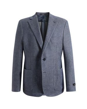 Vince Icon Relaxed Fit Mélange Cotton & Linen Sport Coat - Blue