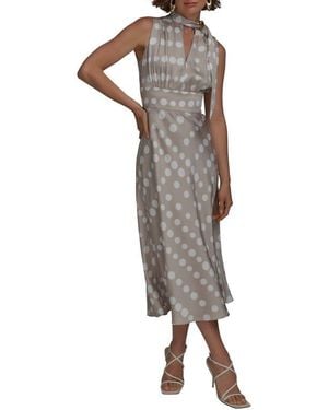 Donna Karan Print Scarf Sleeveless Midi Dress - Gray