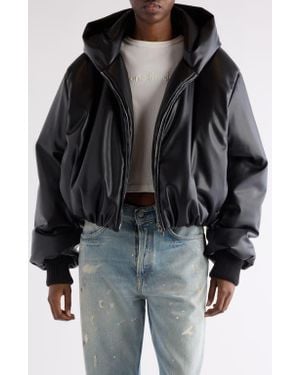 Acne Studios Offy Faux Leather Hooded Bomber Jacket - Black