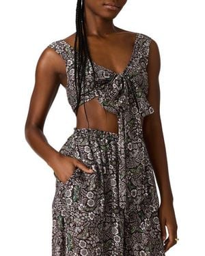 Steve Madden Livy Tie Front Crop Tank - Black