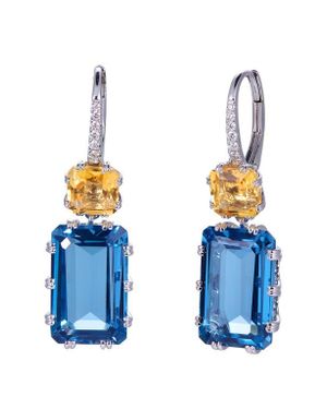 Kahn High Jewelry London Topaz & Citrine Earrings With Diamonds - Blue