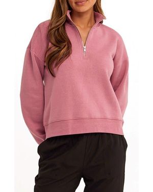 Threads For Thought Constance Triblend Half Zip Pullover Sweatshirt - Red