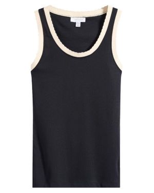 TOPSHOP Contrast Frill Edge Cotton Sweater Vest - Black