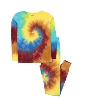 Leveret Kids Two-Piece Tie Dye Cotton Matching Family Pajamas - Multicolor