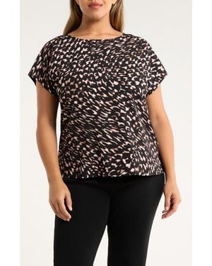 Anne Klein Abstract Print Knit Back Top - Black