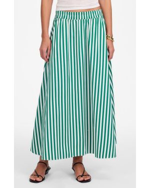 Madewell Stripe Cotton Poplin Midi Skirt - Green