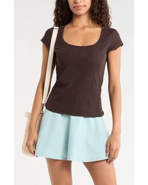 Zella Seamed Rib Top - Black