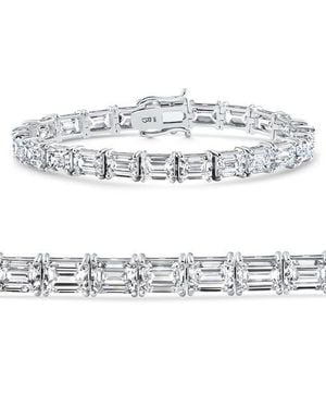 Bliss Diamond 26Ct Emerald Cut Diamond East West Tennis Bracelet 14K Lab Grown 7 - Metallic