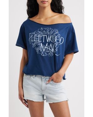 Merch Traffic Fleetwood Mac Off The Shoulder Tee - Blue