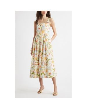 Chelsea28 Embroidered Print Sleeveless Midi Dress - Metallic
