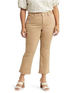 Wit & Wisdom Frayed High Waist Ankle Slim Straight Leg Pants - Natural