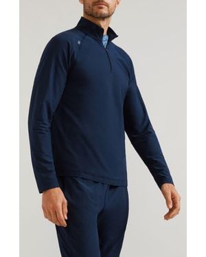 Rhone Atmosphere Midweight Quarter Zip Pullover - Blue