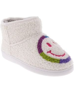 MIA Chill Smiley Faux Shearling Bootie Slipper - Multicolor