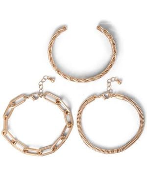 Jessica Simpson Tone Chain Bracelet Set, 3 Pieces - Metallic