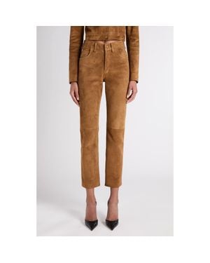 Tom Ford Five-Pocket Suede Straight Leg Pants - Brown