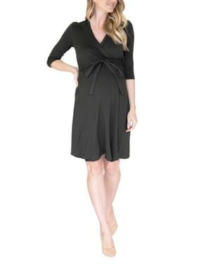 ANGEL MATERNITY Empire Waist Maternity/Nursing Wrap Dress - Black