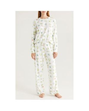 Pj Salvage Limes & Sunshine Butter Jersey Pajamas - White