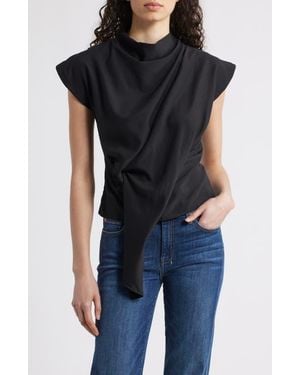 NIKKI LUND Jade Asymmetric Drape Top - Black