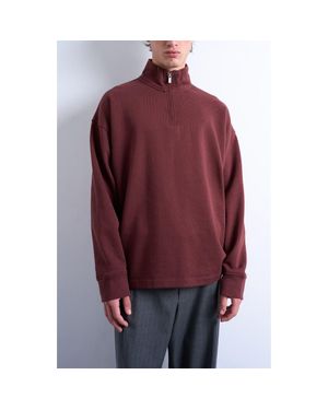 TOPMAN Heavyweight Oversize Quarter Zip Sweatshirt - Red