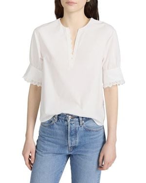 FRAME The Keepsake Eyelet Trim Cotton Popover - White