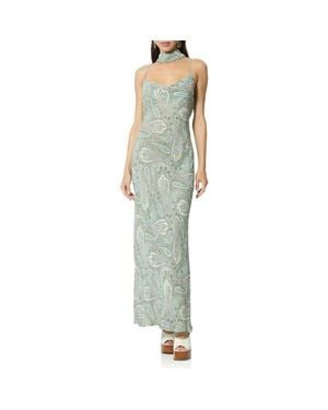 AFRM Cheryl Paisley Slipdress With Scarf - Green