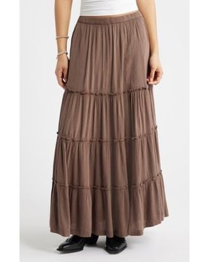 BP. Tiered Maxi Skirt - Brown