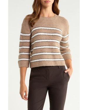 Cece Stripe Pointelle Stitch Sweater - Natural