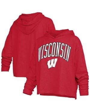 Pressbox Wisconsin Badgers Nelson Arch Over Logo Long Sleeve Hooded Slub T-Shirt - Red