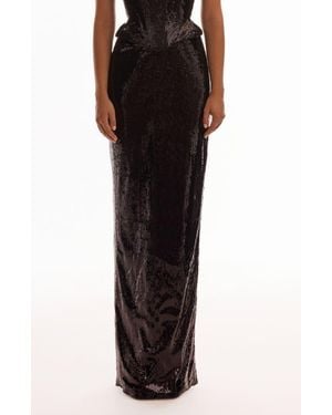 Milla Fitted High-Waist Sequin Pencil Maxi Skirt For Cocktail Events - Black
