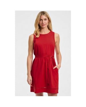 Lands' End Cotton Jersey Crew Neck Sleeveless Shift Dress - Red