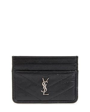 Saint Laurent Niki Matelassé Leather Card Case - Black