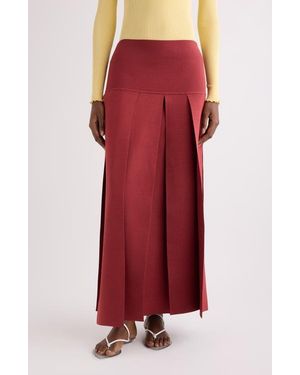 Alaïa Pleated Sweater Skirt - Red