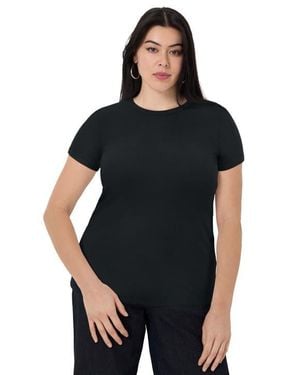 June + Vie Ribbed Crewneck Top - Black