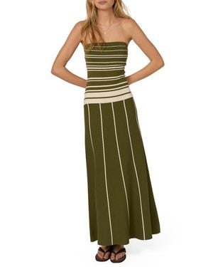 Nobody's Child Stripe Bandeau Maxi Dress - Green