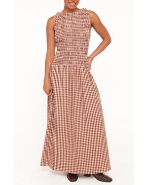 Petal & Pup Maleny Gingham Smocked Maxi Dress - Multicolor